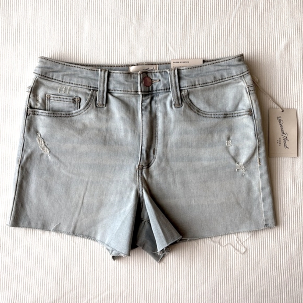 High-Rise Midi Shorts Super Stretch Denim Universal Thread Light Blue
